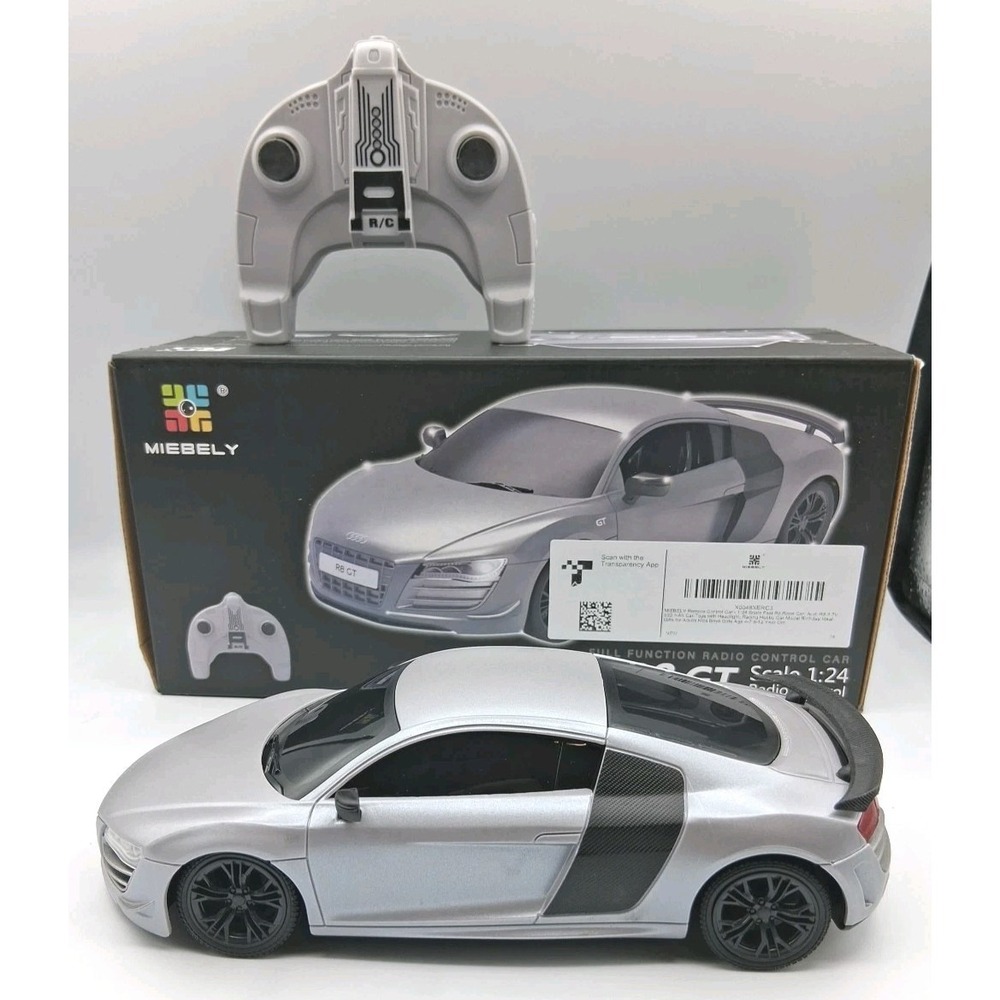 MIEBELY Audi R8 GT 1:24 Scale RC Car Full Function Remote Control Gray New
